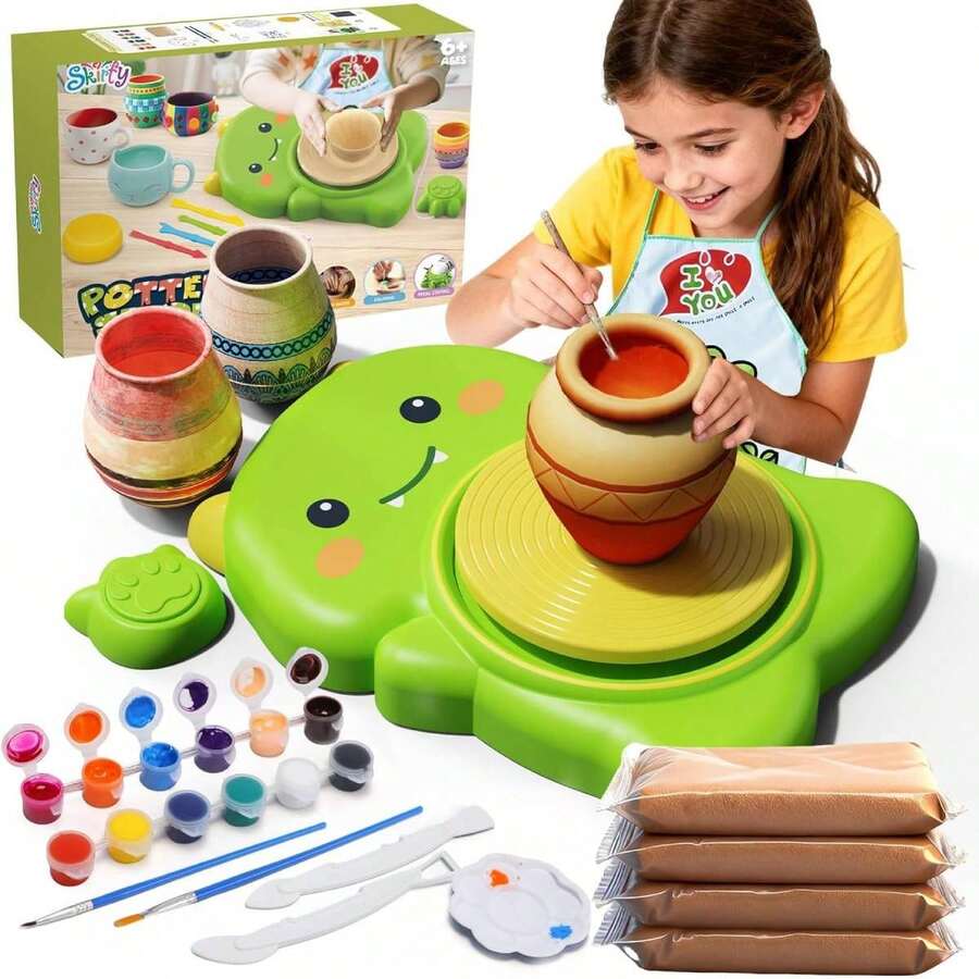 Torno De Cerámica Para Niños,Kit Completo De Pintura Y Manualidades.Juguetes Infantiles Adecuados Para Niños Y Niñas,Un Regalo Perfecto Para Cumpleaños,Halloween O Navidad