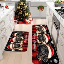 1 pc Karpet Persegi Panjang Anjing Pug Natal, Gaya Natal, Festival Natal, Keset Lantai Dekoratif, Keset Pintu Masuk, Keset Pintu, Karpet Kecil, Keset Selamat Datang, Karpet Dapur, Dekorasi Rumah, Keset Pintu Depan, Karpet Area Kecil, Karpet Area - MultiWarna - View 1