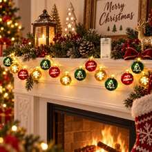 1pc Christmas Ball LED String Lights 10/20 LEDs Merry Christmas Tree Snowflake Ornament Lights Battery Operated Xmas Fairy Lights Suitable For Home Bedroom Mantel Christmas Holiday Party Festive Decor - Warm White - View 4