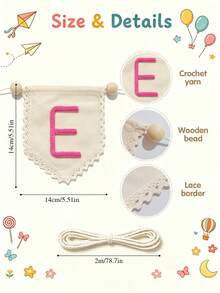1 buah Banner Nama Renda Kustom, Garland Huruf Benang Buatan Tangan, Dekorasi Bayi Perempuan yang Dipersonalisasi, Hiasan Dinding Kamar Bayi Netral, Bendera Nama Felt yang Dipersonalisasi, Dekorasi Kamar Bayi Skema Warna Macaron - MultiWarna - View 7
