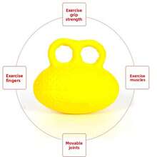 Double Finger Silicone Grip Ball Hand Strength Trainer Fitness Exercise Finger Grip Equipment - Yellow - View 3