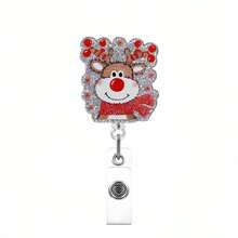 TONAVIETO 1pc Christmas Cute Dog Reindeer Badge Reel Acrylic Retractable Badge Holder Clip With Swivel Alligator Clip For Nurses And Medical Staff - Christmas Animals - View 6