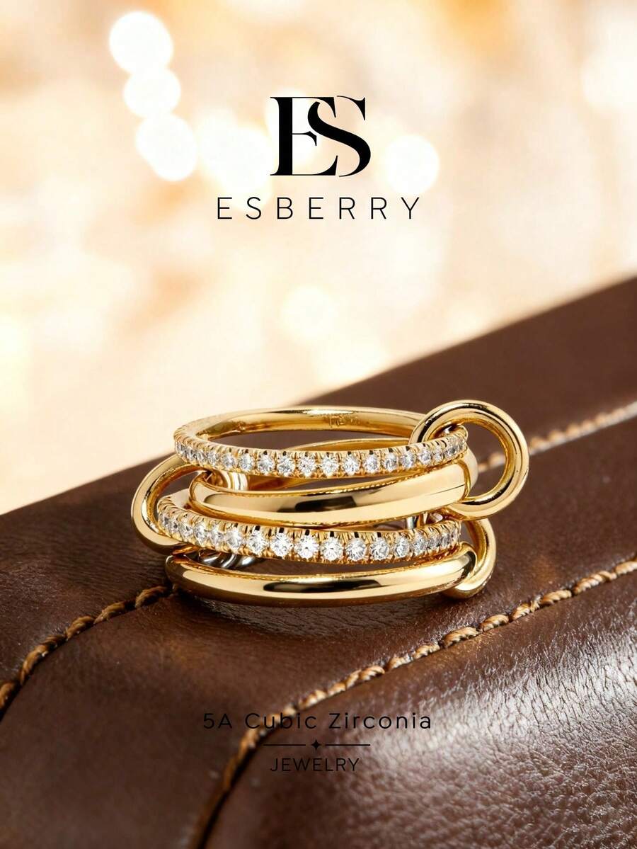 ESBERRY 1件優雅彩色鑽戒，極簡休閒設計，適合日常配戴、派對、情人節禮物