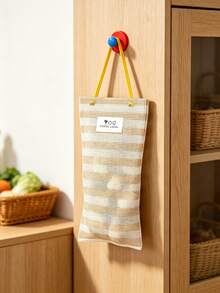 1pc Hanging Mesh Storage Bag, Striped Breathable Wall Organizer Pouch, Drawstring Grocery Holder For Kitchen, Reusable Mesh Tote Bag For Vegetables, Garlic And Ginger, Space Saving Wall Hanging Storage, Lightweight Home Kitchen Accessory - Multicolor - View 12