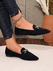 2026 Autumn/Winter New Fashion Comfortable Black Pointed Toe Flat Bow Ballet Shoes - Black - View 4