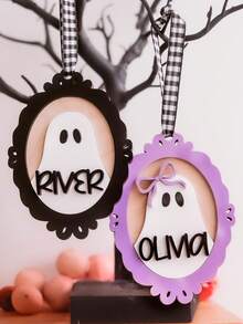 Personalized Ghost Name Tag Halloween Gift Tag Kids Ghost Ornament Halloween Custom Name Acrylic Ghost Basket Tag Halloween Gift Name Tag - Halloween Name Pendant - View 3