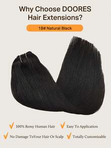 DOORES 4pcs Clip-In Hair Extensions Straight 100% Virgin Human Hair Double Weft Invisible Soft Mini Hair Pieces Suitable For Thin Hair 3 Minutes Quick Wear - S1B - View 6