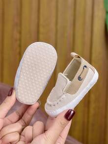 Newborn Shoes, Casual Slip-On Infant Pre-Walker Shoes, 0-1 Years Old Simple Lightweight Unisex Infant Cloth Shoes, Suitable For Spring And Autumn - Apricot - View 4