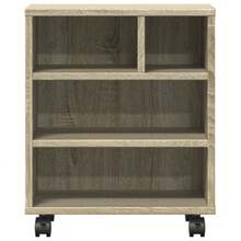 vidaXL Support d'imprimante avec roulettes chêne sonoma 41x32x48 cm - Tabac - Voir 5