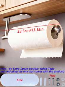 Tempat Tisu Dapur, Rak Pembungkus Plastik, Tempat Kertas Gulung Perekat, Kotak Tisu, Tempat Serbet, Rak Penyimpanan Kabinet, Rak Handuk, Rak Lap Piring, Bahan Baja Tahan Karat, Pemasangan di Dinding Dapur, Perlengkapan Penyimpanan Dapur, Aksesoris Kamar Mandi - MultiWarna - View 8