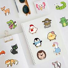 somoving 100pcs Animals Stickers Pig Bird Capybara Aesthetic Decal For Laptop Skateboard Luggage Decorative Sticker - Multicolor - View 10