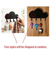 1pc Cloud HOME Wall-Mounted Key Holder, Entryway Hook Storage Rack, Key Hook Decor, No Drilling, Home Living Room Decoration - Multicolor - View 6