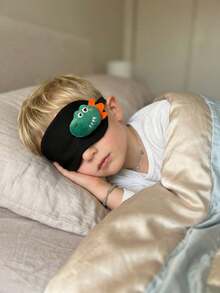 1pc 5-10Y Teenager 3D Cute Cartoon Dinosaur Sleep Eye Mask, All Black Eye Protection Sleep Mask, Nap Light-Blocking Eye Cover, Airplane Travel Eye Mask, Multi-Function Sleep Eye Mask - Multicolor - View 4