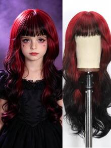 Long Wavy Synthetic Hair Wigs For Kids With Bangs Heat Resistant 26 Inches Halloween, Cosplay - Multicolor - View 2