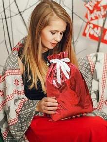 6pcs/1pc Large Capacity Christmas Drawstring Gift Bags, Packaging Bags, Storage Bags, Party Favor Bags, Large Durable Plastic Gift Bags, Holiday Shopping Bags, Suitable For Christmas, Daily Use And Theme Parties - Style 1 - View 6
