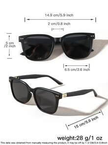1 PC Men's Square Fashion Glasses Black And Transparent Gray PC Frame Polarized Lens Casual Style For Driving Outing Trips With Glasses Box - Multicolor - View 10