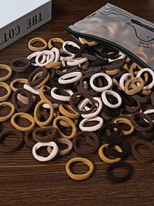 100pcs Women's Solid Color Casual Elastic Hairbands Ponytail Holder No Damage - Multicolor - View 5