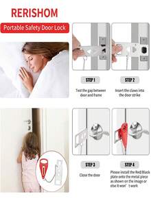 1pc Portable Door Lock, Home Security Door Lock, Travel Lock, Increase Safety And Privacy, Suitable For Travel, Hotel, Home, Apartment, University - Multicolor - View 10