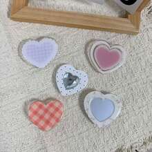 Ins Minimalist Heart-Shaped Phone Pop-Up Stand, Luxury Heart Gemstone Phone Back Adhesive Mount, Suitable For All Phones, Desktop Stand - Multicolor - View 2