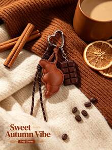 Gantungan Kunci Tas Bertema Makanan Y2K yang Lucu, Liontin Tas Kulit PU Bentuk Croissant Cokelat Dessert, Aksesori Kunci Mobil Ransel Hati Tali Kepang Kawaii, Hadiah - MultiWarna - View 9