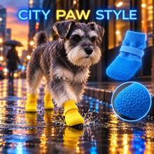 4pcs Waterproof Pet Dog Shoes, PVC Material With Anti-Slip Function, Waterproof Anti-Slip Soft Cushion Sole, Equipped With Adjustable Claw Protection Device, Suitable For Medium To Large Dogs, Ideal For Outdoor Walking, Hiking, And Wet Surface Use. - Multicolor - View 7