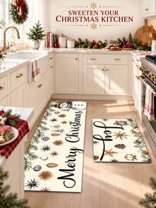 1/2pcs Christmas Vintage Diatomaceous Earth Mat, Snowman Pattern, Super Absorbent, Non-Slip, Perfect For Bathroom, Kitchen And Dining Room, Quick Drying, Ideal Gift For Home Decor And Bathroom Mat, Sweet Christmas Decoration! - Multicolor - View 3