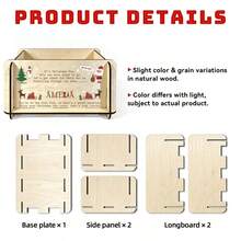 Santa Claus Snowman Reindeer Print Patchwork Wooden Open-Top Storage Box, Spacious Opening Interior, Suitable For Christmas Eve Snacks And Gifts, Cute Classic Winter Holiday Pattern, Christmas - Multicolor - View 4