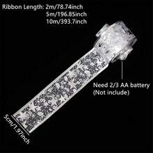 LED Ribbon String Lights, Battery Powered, For Christmas Tree Decoration, Double-Layer Gold Foil Satin String Lights - New Year, Valentine's Day, Indoor Use Holiday Atmosphere Decoration - Battery Box Ribbon - View 5