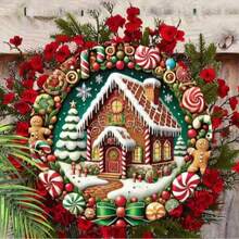 Wooden Snow House Sign 2D Embossed Effect Candy Gingerbread Man Wooden Wreath Sign, Suitable For Yard Balcony Door Outdoor Decoration, Ideal Decorative Choice. - Multicolor - View 3