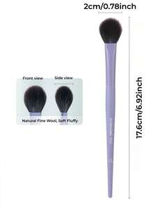 GUOXIAONIU 1pc Fan Blush Brush Natural Wool Soft & Gentle No Scratch Beginner Friendly Seamless Blending Multi-Use Contour Highlight Portable - Violet Purple - View 10