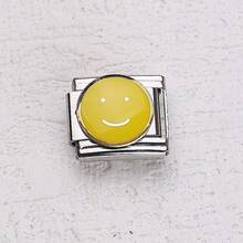 1PC Blue Enamel Italian Modular Charm, Star Moon Evil Eye Whale Pattern, Stainless Steel Link, DIY Bracelet Jewelry Making - Module 1 - View 19