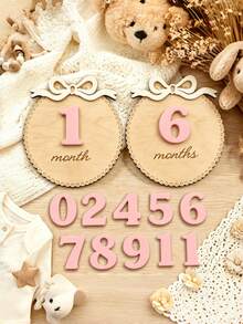 Baby Monthly Milestone Wooden Sign Board, Baby Monthly Milestone Wooden Disc, Baby Milestone Disc - Calendar Poster - View 1
