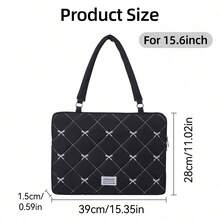 15.6 Inch Bow Knot Embroidered Laptop Bag, Laptop Sleeve, Computer Briefcase, Travel Handbag, Suitable For Commuting, Business Trip, School - View 7