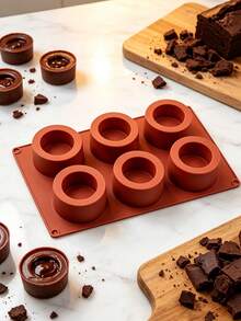 6-Cavity 3D Textured Silicone Baking Mold, Round Cup Shaped Dessert Mold For Chocolate, Mousse Cake, Pudding, Jelly, Cheesecake And Pastry, Creative Home Baking Accessory For Homemade Sweets, Parties And Celebrations - Multicolor - View 8