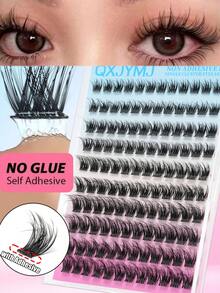 120 Clusters Self-Adhesive Lash Clusters, No Glue Needed DIY Individual Eyelashes, Fluffy Wispy Mixed Length 10-18mm Lash Extensions, Soft Lightweight Natural Voluminous Look, Easy Application For Beginners, Daily Makeup, False Eyelashes - D - View 1