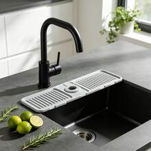 Kitchen Faucet Splash Guard Silicone Pad, Sink Countertop Anti-Stain Drainage Mat, Anti-Water Accumulation Design, Easy To Clean, Suitable For Cleaning Tools, Dispenser Bottles, Bottles, Cups - View 3
