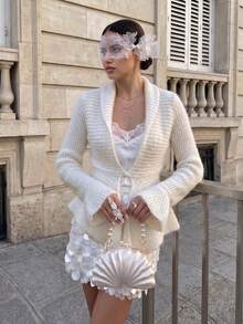 Women's Autumn French Fashion Elegant Solid Color Sweater, Commute/Business - White - View 2