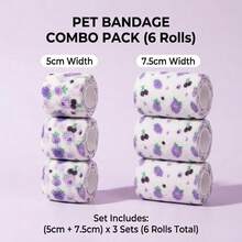 Self-Adhesive Pet Bandage Roll, Self-Adhesive Dog Paw Protection Sleeve With Grid And Fruit Pattern, Suitable For Outdoor Walking And Wound Coverage. 5cm And 7.5cm Mixed Roll, Suitable For Small And Large Paws. Pet Accessories For Pet Owners And Groomers. Easy-Tear Pet Care Supplies. - Multicolor - View 15