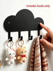 1pc Cloud HOME Wall-Mounted Key Holder, Entryway Hook Storage Rack, Key Hook Decor, No Drilling, Home Living Room Decoration - Multicolor - View 9