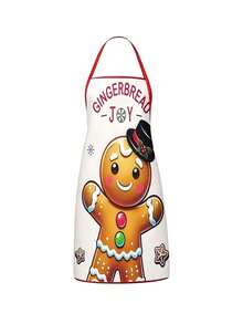 2Pcs Christmas Gingerbread Man Kitchen Apron, Merry Christmas Chef Cookie Printed Adjustable Cooking Apron, Xmas Holiday Kitchen Decor Christmas Gift - Multicolor - View 6