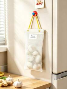 1pc Hanging Mesh Storage Bag, Striped Breathable Wall Organizer Pouch, Drawstring Grocery Holder For Kitchen, Reusable Mesh Tote Bag For Vegetables, Garlic And Ginger, Space Saving Wall Hanging Storage, Lightweight Home Kitchen Accessory - Multicolor - View 14
