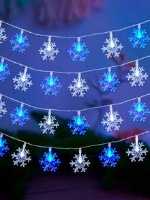 1pc Snowflake LED String Lights, Christmas Decoration String Lights, Battery Powered, Winter Wonderland Decorative Lights, With Switch Control, Outdoor Garden String Lights, Suitable For Christmas Decoration Living Room, Bedroom, Stairs, Handrail, Christmas Tree, Bedroom, Party, Wedding, Christmas Party Decoration Colorful String Lights[Battery Not Included] - Snowflake String Lights - View 8