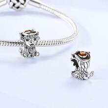 1 Pieces Original Design Silvery Color Charms Cowboy Cow & Cute Milk Cow Beads Heart Cubic Zirconia Inlay Fits Original Bracelet DIY Making - Multicolor - View 5