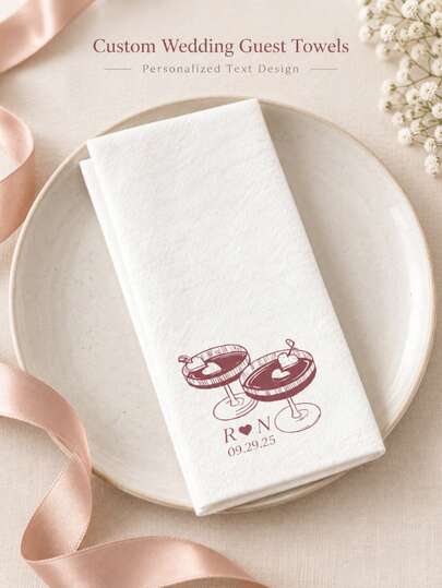 10-500 piezas Toallas personalizadas para invitados, servilletas de fiesta personalizadas con textura de lino, impresión clara, perfectas para decoración de mesa de boda, aniversario, despedida de soltera, adecuadas para parejas, amantes y servilletas de compromiso familiar, servilletas de boda personalizadas, servilletas de cóctel