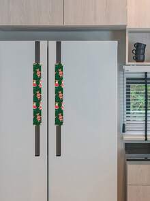 2 Buah Sarung Pelindung Gagang Kulkas Pintu Ganda Motif Kepingan Salju Natal dan Pelindung Anti Debu untuk Gagang Pintu Dekoratif Furnitur - View 6
