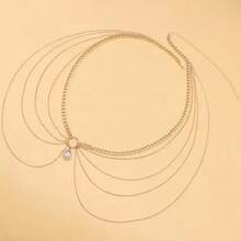 1 pieza Cadena de cintura metálica sexy y lujosa estilo Y2K para mujer, ajustable, diseño multizapa, alta calidad & versátil. Perfecta para el uso diario, fiestas, reuniones o como regalo festivo - Dorado - Ver 4