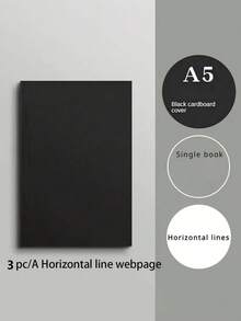 1/3pcs Premium Black Cardboard Notebook With 256 Square Blank Pages, Sturdy Cover And Acid-Free Paper. Ideal For Office Work, School Projects, Travel Diary, Daily Planning, And Creative Sketching. A Great Gift For Students And Teachers. - Rectangle - View 11