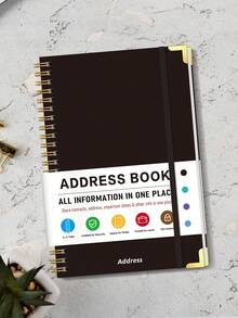 1pc 8.39x5.91in Spiral Address Book With A-Z Tabs, Contact Pages For Name, Address, Phone, Email & Notes, Halloween Notebook For Office Decor And Accessories, Nurse Essentials, Bible Study Materials - Rectangle - View 5