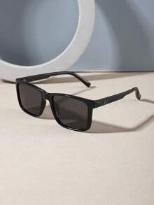 1 PC Men's Solid Color Square Fashion Glasses Lightweight PC Frame Polarized Lens Classic Casual Style For Beach Vacation Outing With Glasses Box - Multicolor - View 4