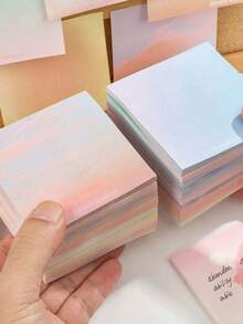 100/200pcs Gradient Sticky Notes, Minimalist Cloud Design, Strong Adhesion, Smooth Writing, Casual Style, Portable, Suitable For Bookmarking, Note-Taking, Messaging, Memo, Notebook, School Supplies, Christmas Stationery Gift - Multi-color - View 6